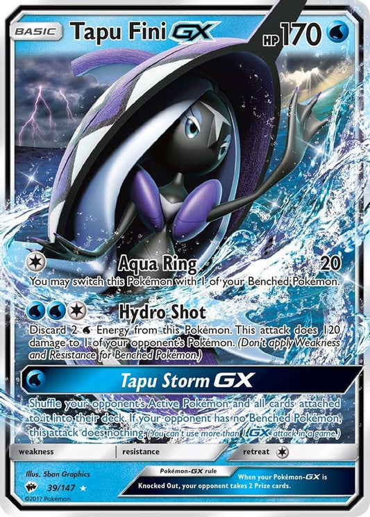 Buy Pokemon cards Australia - Tapu Fini GX 39/147 - Premium Raw Card from Monster Mart - Pokémon Card Emporium - Shop now at Monster Mart - Pokémon Cards Australia. Burning Shadows, GX