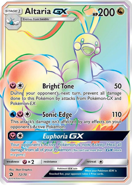 Buy Pokemon cards Australia - Altaria GX 72/70 - Premium Raw Card from Monster Mart - Pokémon Card Emporium - Shop now at Monster Mart - Pokémon Cards Australia. Dragon Majesty, GX, Rainbow, Secret Rare