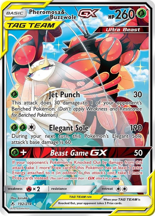 Buy Pokemon cards Australia - Pheromosa & Buzzwole GX 192/214 - Premium Raw Card from Monster Mart - Pokémon Card Emporium - Shop now at Monster Mart - Pokémon Cards Australia. Alt Art, GX, MMB10, UItra Rare, Unbroken Bonds