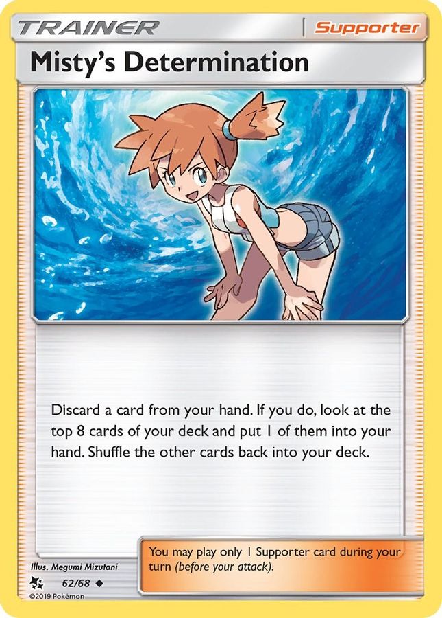 Buy Pokemon cards Australia - Misty's Determination Holo 62/68 - Premium Raw Card from Monster Mart - Pokémon Card Emporium - Shop now at Monster Mart - Pokémon Cards Australia. Hidden Fates, Holo, MMB50, Trainer