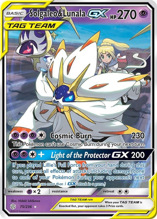 Buy Pokemon cards Australia - Solgaleo & Lunala GX 75/236 - Premium Raw Card from Monster Mart - Pokémon Card Emporium - Shop now at Monster Mart - Pokémon Cards Australia. Cosmic Eclipse, GX, MMB20, SM, Tag Team