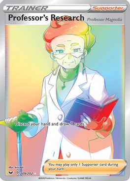 Buy Pokemon cards Australia - Professor Research Professor Magnolia 209/202 - Premium Raw Card from Monster Mart - Pokémon Card Emporium - Shop now at Monster Mart - Pokémon Cards Australia. MMB10, Rainbow, Secret Rare, Sword & Shield, Trainer