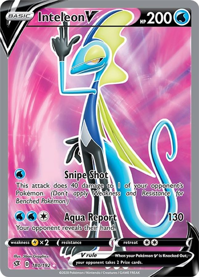 Buy Pokemon cards Australia - Inteleon V 180/192 - Premium Raw Card from Monster Mart - Pokémon Card Emporium - Shop now at Monster Mart - Pokémon Cards Australia. Full Art, MMB10, Rebel Clash