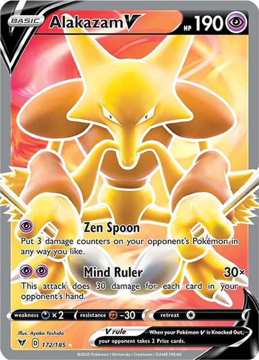 Buy Pokemon cards Australia - Alakazam V 172/185 - Premium Raw Card from Monster Mart - Pokémon Card Emporium - Shop now at Monster Mart - Pokémon Cards Australia. Full Art, Vivid Voltage