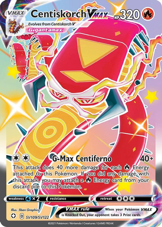 Buy Pokemon cards Australia - Centiskorch VMAX SV109/SV122 - Premium Raw Card from Monster Mart - Pokémon Card Emporium - Shop now at Monster Mart - Pokémon Cards Australia. Shining Fates, Shiny Holo Rare, Shiny Vault, VMAX