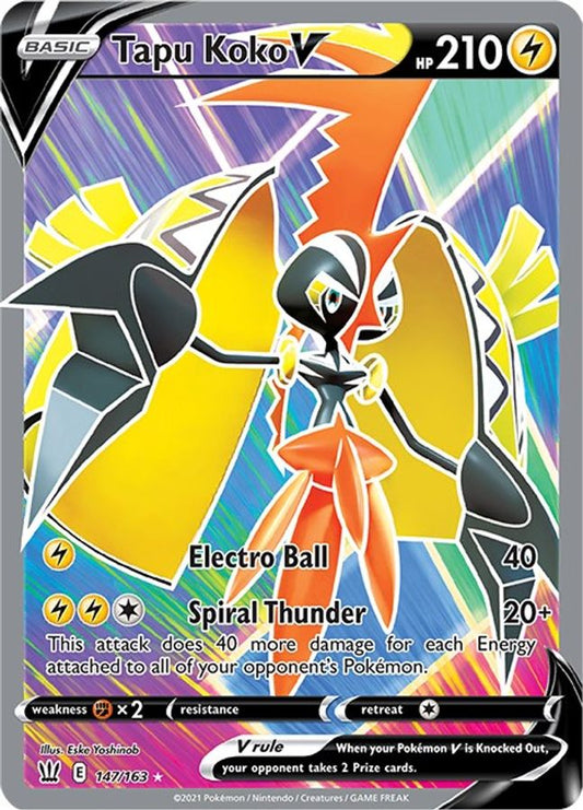 Buy Pokemon cards Australia - Tapu Koko V 147/163 - Premium Raw Card from Monster Mart - Pokémon Card Emporium - Shop now at Monster Mart - Pokémon Cards Australia. Battle Styles, Full Art