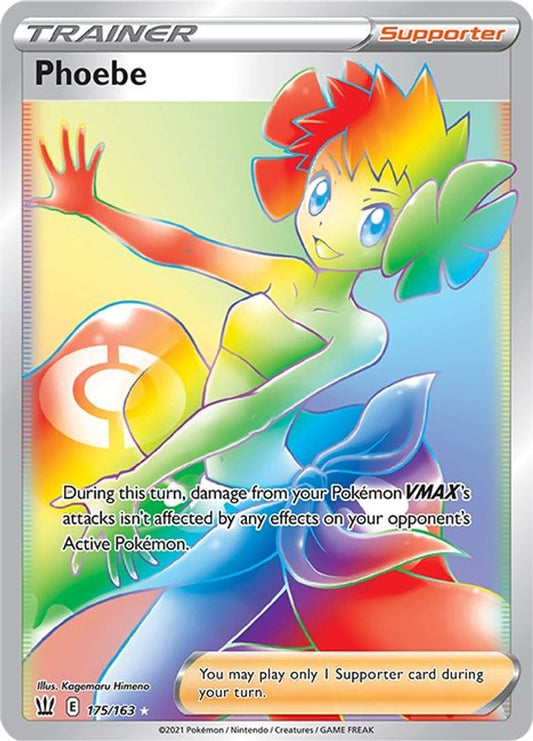 Buy Pokemon cards Australia - Phoebe 175/163 - Premium Raw Card from Monster Mart - Pokémon Card Emporium - Shop now at Monster Mart - Pokémon Cards Australia. Battle Styles, MMB20, Rainbow, Secret Rare, Trainer