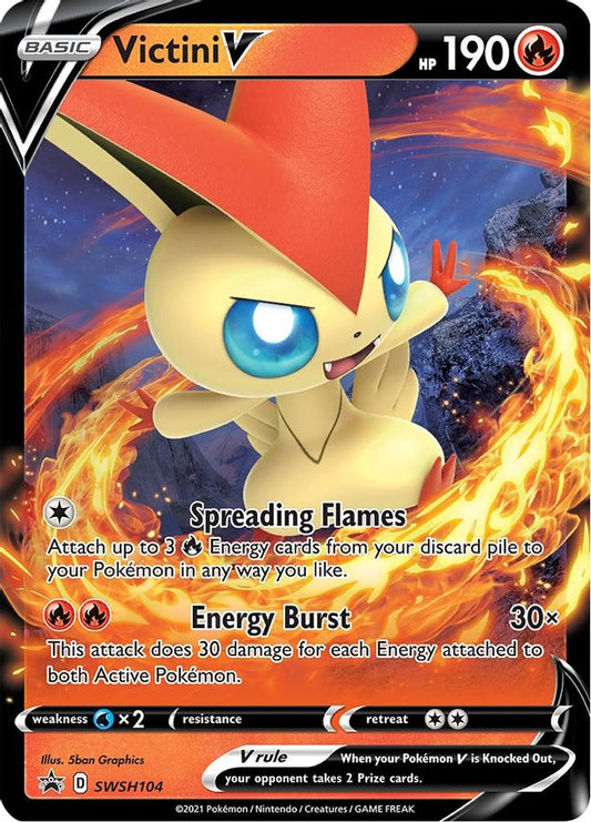 Buy Pokemon cards Australia - Victini V SWSH104 - Premium Raw Card from Monster Mart - Pokémon Card Emporium - Shop now at Monster Mart - Pokémon Cards Australia. Promo
