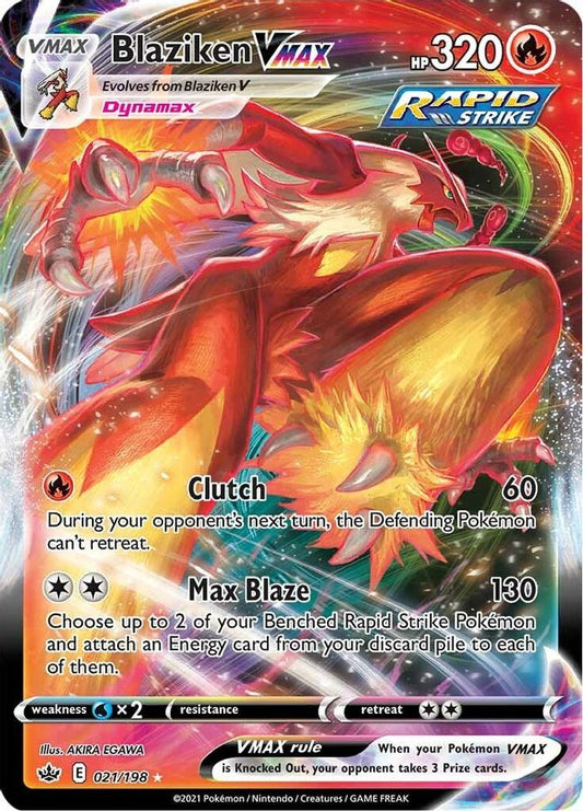 Buy Pokemon cards Australia - Blaziken VMAX 021/198 - Premium Raw Card from Monster Mart - Pokémon Card Emporium - Shop now at Monster Mart - Pokémon Cards Australia. BF20, Chilling Reign, VMAX