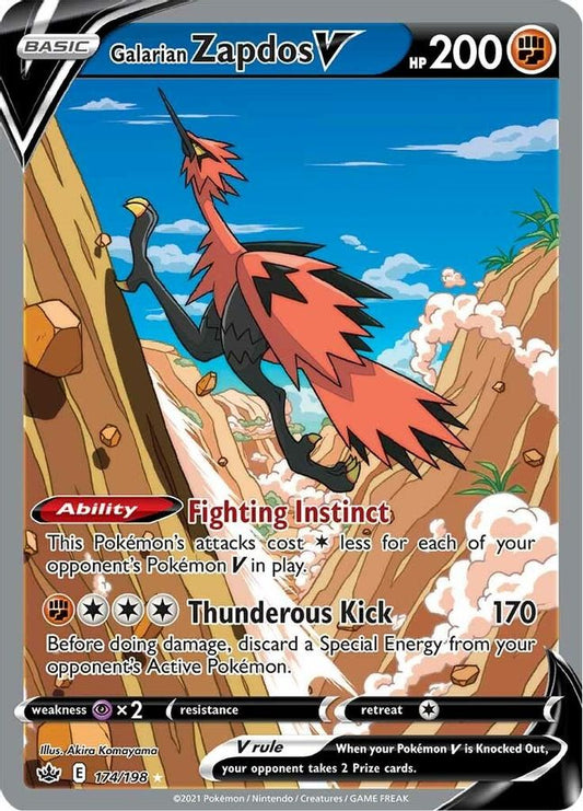Buy Pokemon cards Australia - Zapdos V 174/198 - Premium Raw Card from Monster Mart - Pokémon Card Emporium - Shop now at Monster Mart - Pokémon Cards Australia. Alt Art, Chilling Reign