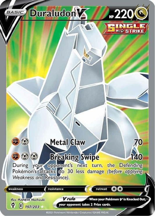 Buy Pokemon cards Australia - Duraludon V 197/203 - Premium Raw Card from Monster Mart - Pokémon Card Emporium - Shop now at Monster Mart - Pokémon Cards Australia. Evolving Skies, Full Art