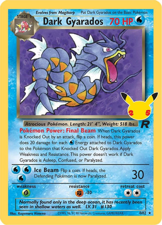 Buy Pokemon cards Australia - Dark Gyarados 8/82 - Premium Raw Card from Monster Mart - Pokémon Card Emporium - Shop now at Monster Mart - Pokémon Cards Australia. Celebrations