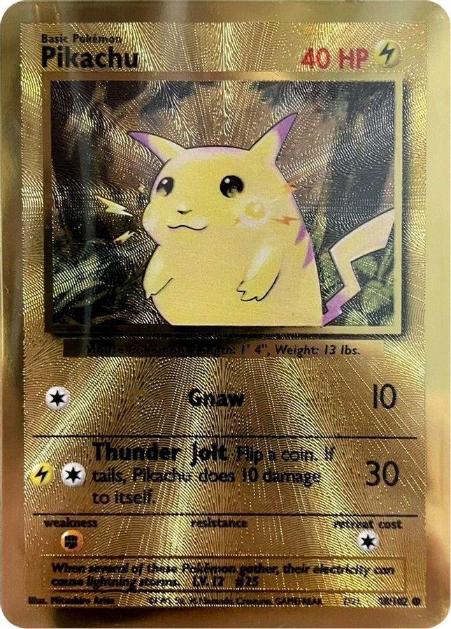 Buy Pokemon cards Australia - Pikachu 58/102 - Premium Raw Card from Monster Mart - Pokémon Card Emporium - Shop now at Monster Mart - Pokémon Cards Australia. Celebrations, Gold, Metal, MMB10, Promo