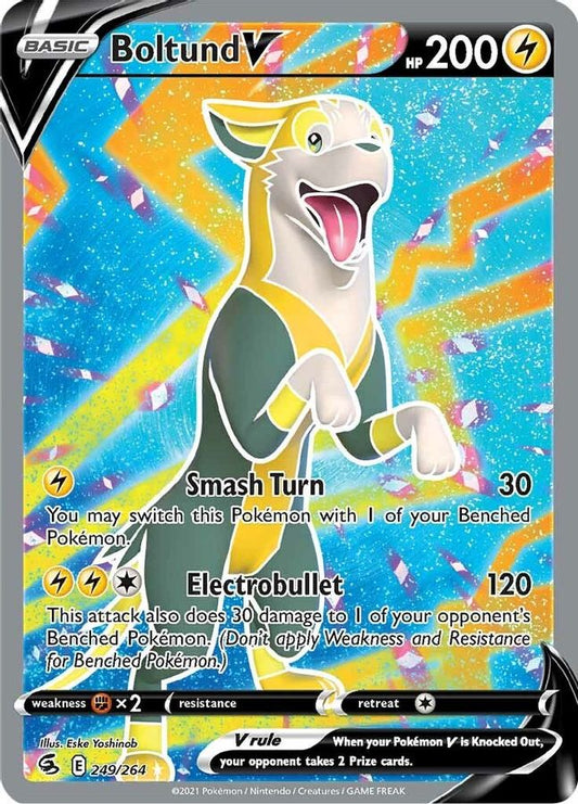 Buy Pokemon cards Australia - Boltund V 249/264 - Premium Raw Card from Monster Mart - Pokémon Card Emporium - Shop now at Monster Mart - Pokémon Cards Australia. Full Art, Fusion Strike