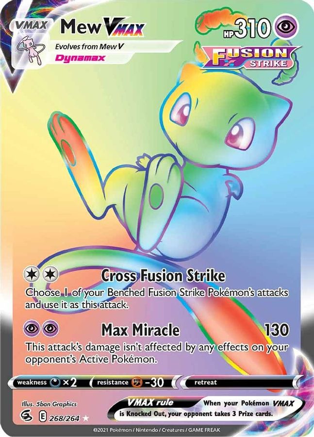Buy Pokemon cards Australia - Mew VMAX 268/264 - Premium Raw Card from Monster Mart - Pokémon Card Emporium - Shop now at Monster Mart - Pokémon Cards Australia. Fusion Strike, Rainbow, Secret Rare, VMAX