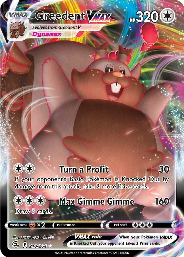 Buy Pokemon cards Australia - Greedent VMAX 218/264 - Premium Raw Card from Monster Mart - Pokémon Card Emporium - Shop now at Monster Mart - Pokémon Cards Australia. Fusion Strike, MMB30, VMAX