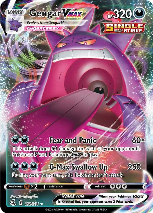 Buy Pokemon cards Australia - Gengar VMAX 157/264 - Premium Raw Card from Monster Mart - Pokémon Card Emporium - Shop now at Monster Mart - Pokémon Cards Australia. Fusion Strike, VMAX