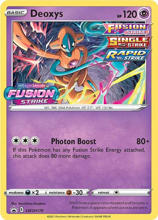 Buy Pokemon cards Australia - Deoxys SWSH170 - Premium Raw Card from Monster Mart - Pokémon Card Emporium - Shop now at Monster Mart - Pokémon Cards Australia. BF50, Promo, Sword & Shield