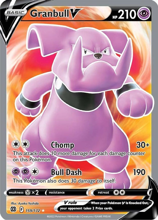 Buy Pokemon cards Australia - Granbull V 159/172 - Premium Raw Card from Monster Mart - Pokémon Card Emporium - Shop now at Monster Mart - Pokémon Cards Australia. Brilliant Stars, Full Art, MMB40