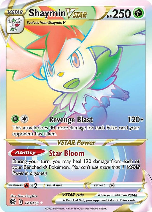 Buy Pokemon cards Australia - Shaymin VSTAR Rainbow 173/172 - Premium Raw Card from Monster Mart - Pokémon Card Emporium - Shop now at Monster Mart - Pokémon Cards Australia. Brilliant Stars, Rainbow, Secret Rare, VSTAR