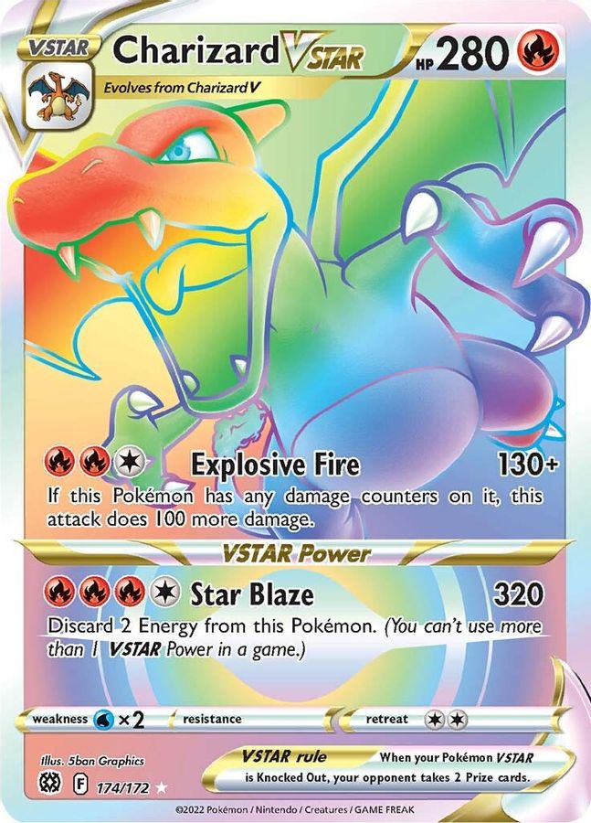 Buy Pokemon cards Australia - Charizard VSTAR Rainbow 174/172 - Premium Raw Card from Monster Mart - Pokémon Card Emporium - Shop now at Monster Mart - Pokémon Cards Australia. Brilliant Stars, Rainbow, VSTAR