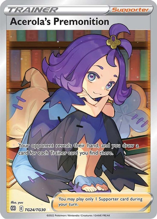 Buy Pokemon cards Australia - Acerola's Premonition TG24/TG30 - Premium Raw Card from Monster Mart - Pokémon Card Emporium - Shop now at Monster Mart - Pokémon Cards Australia. Brilliant Stars, Trainer, Trainer Gallery