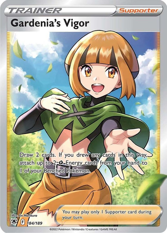 Buy Pokemon cards Australia - Gardenia's Vigor Trainer 184/189 - Premium Raw Card from Monster Mart - Pokémon Card Emporium - Shop now at Monster Mart - Pokémon Cards Australia. Astral Radiance, Trainer