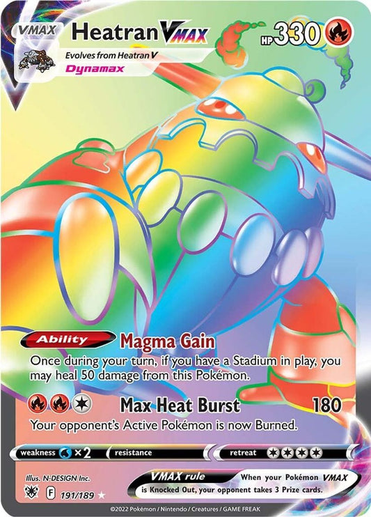 Buy Pokemon cards Australia - Heatran Vmax 191/189 - Premium Raw Card from Monster Mart - Pokémon Card Emporium - Shop now at Monster Mart - Pokémon Cards Australia. Astral Radiance, Rainbow