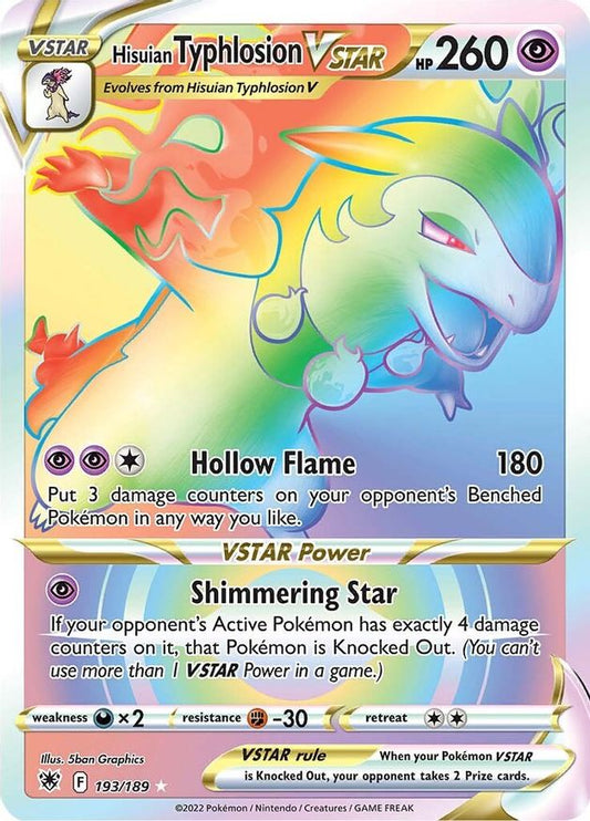 Buy Pokemon cards Australia - Typhlosion VSTAR Rainbow 193/189 - Premium Raw Card from Monster Mart - Pokémon Card Emporium - Shop now at Monster Mart - Pokémon Cards Australia. Astral Radiance, MMB10, Rainbow