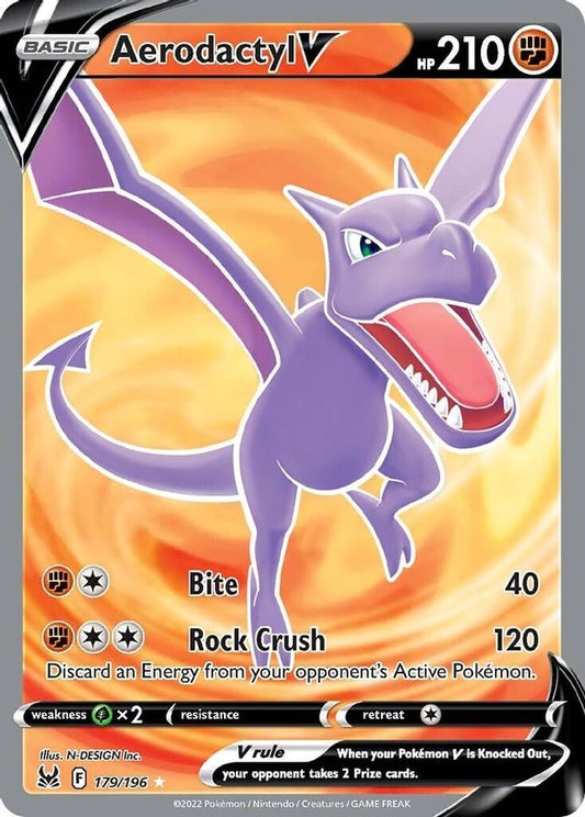 Buy Pokemon cards Australia - Aerodactyl V 179/196 - Premium Raw Card from Monster Mart - Pokémon Card Emporium - Shop now at Monster Mart - Pokémon Cards Australia. Full Art, Lost Origin