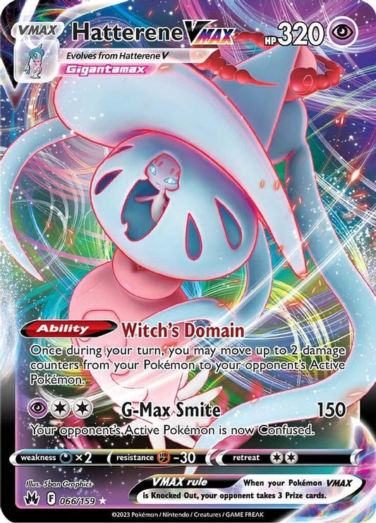 Buy Pokemon cards Australia - Hatterene VMAX 066/159 - Premium Raw Card from Monster Mart - Pokémon Card Emporium - Shop now at Monster Mart - Pokémon Cards Australia. Crown Zenith, MMB30, VMAX