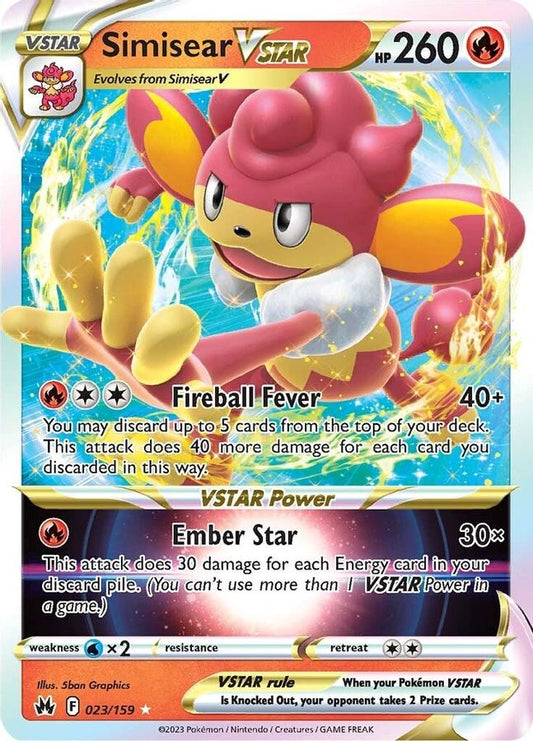 Buy Pokemon cards Australia - Simisear VSTAR 023/159 - Premium Raw Card from Monster Mart - Pokémon Card Emporium - Shop now at Monster Mart - Pokémon Cards Australia. Crown Zenith, Ultra Rare, VSTAR