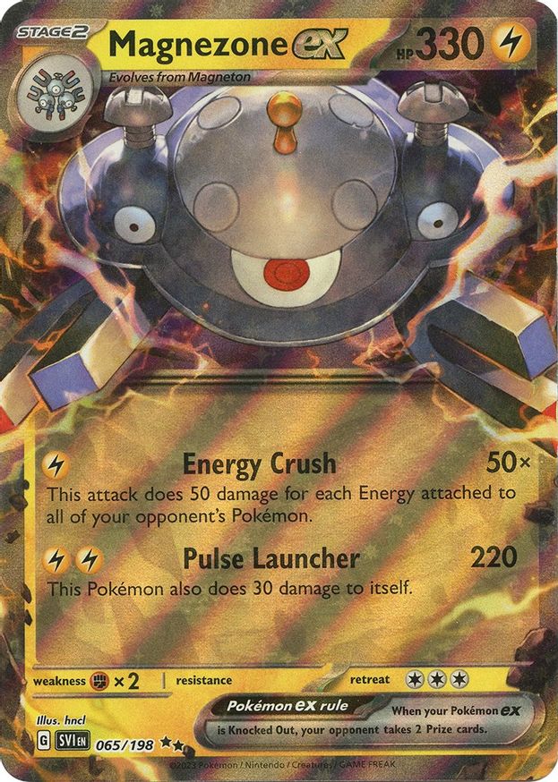 Buy Pokemon cards Australia - Magnezone EX 065/198 - Premium Raw Card from Monster Mart - Pokémon Card Emporium - Shop now at Monster Mart - Pokémon Cards Australia. EX, MMB50, Scarlet & Violet, Scarlet & Violet Base Set