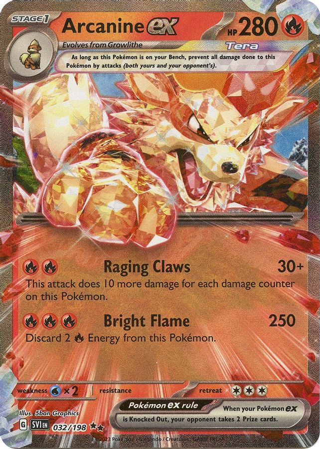 Buy Pokemon cards Australia - Arcanine EX 032/198 - Premium Raw Card from Monster Mart - Pokémon Card Emporium - Shop now at Monster Mart - Pokémon Cards Australia. EX, MMB50, Scarlet & Violet, Scarlet & Violet Base Set