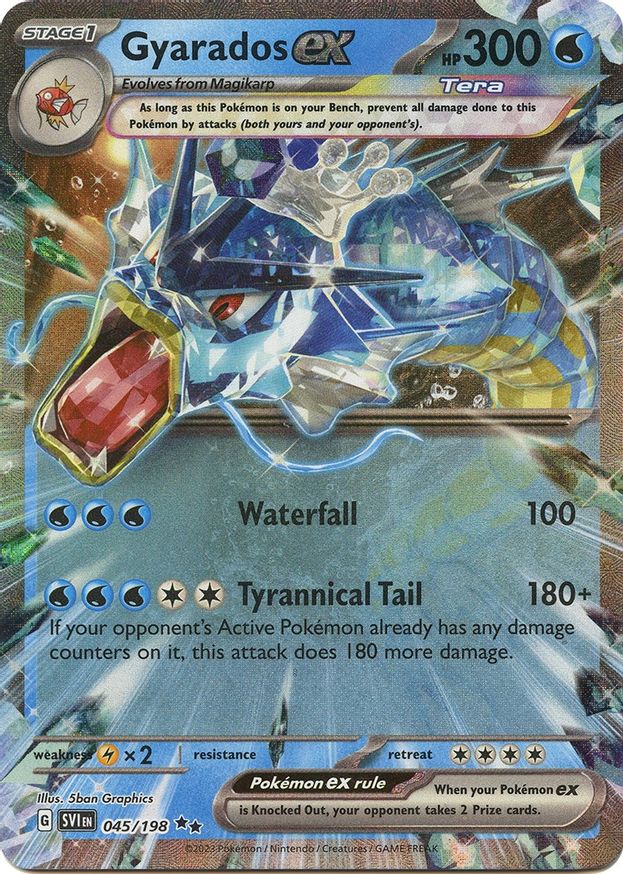 Buy Pokemon cards Australia - Gyarados EX 045/198 - Premium Raw Card from Monster Mart - Pokémon Card Emporium - Shop now at Monster Mart - Pokémon Cards Australia. EX, MMB30, Scarlet & Violet, Scarlet & Violet Base Set