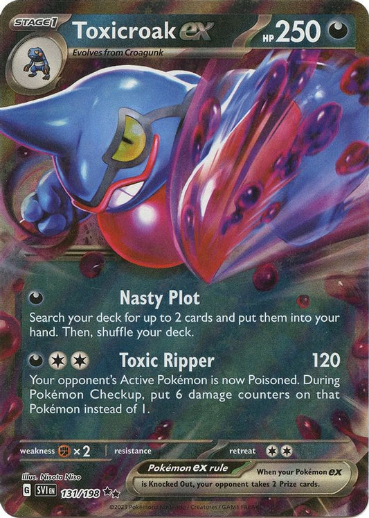 Buy Pokemon cards Australia - Toxicroak EX 131/198 - Premium Raw Card from Monster Mart - Pokémon Card Emporium - Shop now at Monster Mart - Pokémon Cards Australia. EX, MMB40, Scarlet & Violet, Scarlet & Violet Base Set