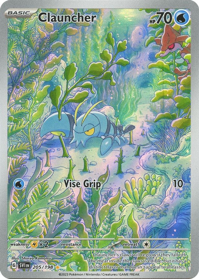 Buy Pokemon cards Australia - Clauncher 205/198 - Premium Raw Card from Monster Mart - Pokémon Card Emporium - Shop now at Monster Mart - Pokémon Cards Australia. Illustration Rare, Scarlet & Violet, Scarlet & Violet Base Set