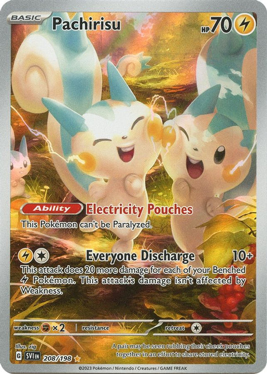Buy Pokemon cards Australia - Pachirisu 208/198 - Premium  from Monster Mart - Pokémon Card Emporium - Shop now at Monster Mart - Pokémon Cards Australia. Illustration Rare, Scarlet & Violet, Scarlet & Violet Base Set