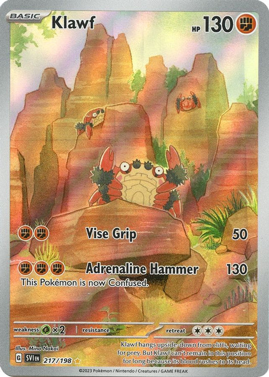 Buy Pokemon cards Australia - Klawf 217/198 - Premium Raw Card from Monster Mart - Pokémon Card Emporium - Shop now at Monster Mart - Pokémon Cards Australia. Illustration Rare, Scarlet & Violet, Scarlet & Violet Base Set