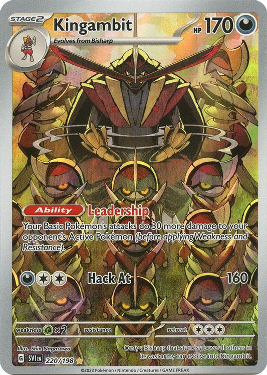 Buy Pokemon cards Australia - Kingambit 220/198 - Premium Raw Card from Monster Mart - Pokémon Card Emporium - Shop now at Monster Mart - Pokémon Cards Australia. Illustration Rare, Scarlet & Violet, Scarlet & Violet Base Set