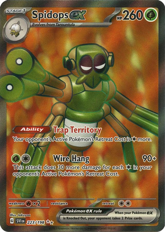 Buy Pokemon cards Australia - Spidops EX 223/198 - Premium Raw Card from Monster Mart - Pokémon Card Emporium - Shop now at Monster Mart - Pokémon Cards Australia. EX, Scarlet & Violet, Scarlet & Violet Base Set