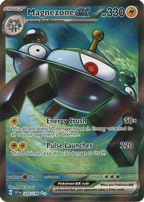 Buy Pokemon cards Australia - Magnezone EX 226/198 - Premium Raw Card from Monster Mart - Pokémon Card Emporium - Shop now at Monster Mart - Pokémon Cards Australia. EX, Scarlet & Violet, Scarlet & Violet Base Set