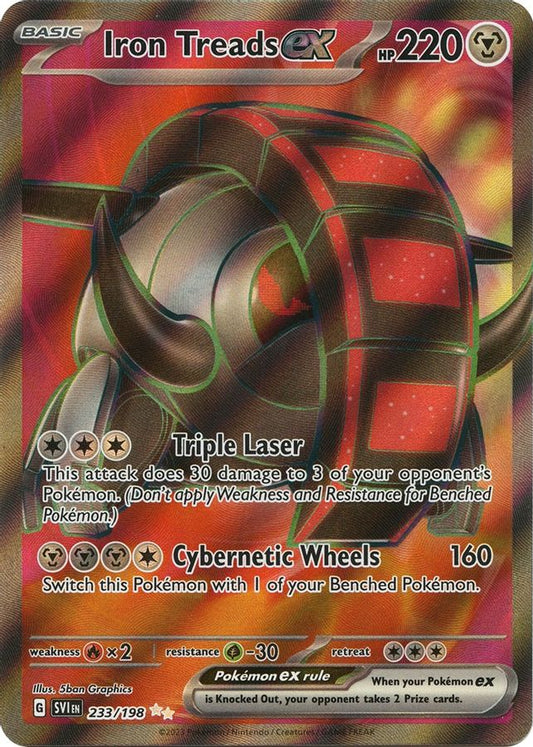 Buy Pokemon cards Australia - Iron Treads EX 233/198 - Premium Raw Card from Monster Mart - Pokémon Card Emporium - Shop now at Monster Mart - Pokémon Cards Australia. EX, MMB10, Scarlet & Violet, Scarlet & Violet Base Set