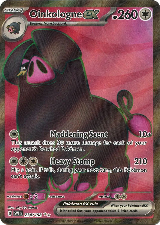 Buy Pokemon cards Australia - Oinkologne EX 234/198 - Premium Raw Card from Monster Mart - Pokémon Card Emporium - Shop now at Monster Mart - Pokémon Cards Australia. EX, MMB40, Scarlet & Violet, Scarlet & Violet Base Set