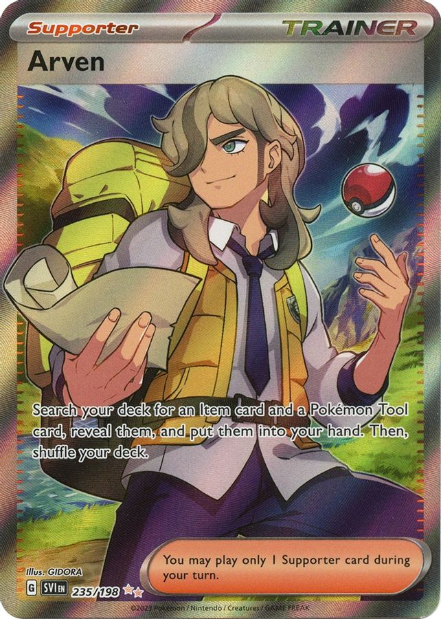 Buy Pokemon cards Australia - Arven 235/198 - Premium  from Monster Mart - Pokémon Card Emporium - Shop now at Monster Mart - Pokémon Cards Australia. Scarlet & Violet, Scarlet & Violet Base Set, Trainer