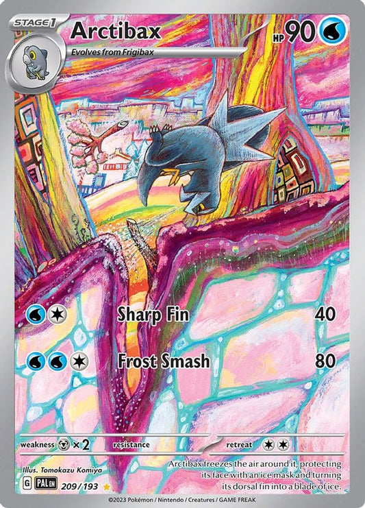 Buy Pokemon cards Australia - Arctibax 209/193 - Premium Raw Card from Monster Mart - Pokémon Card Emporium - Shop now at Monster Mart - Pokémon Cards Australia. Illustration Rare, Paldea Evolved