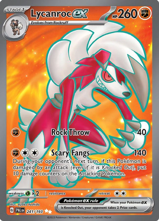 Buy Pokemon cards Australia - Lycanroc EX 241/193 - Premium Raw Card from Monster Mart - Pokémon Card Emporium - Shop now at Monster Mart - Pokémon Cards Australia. EX, Full Art, MMB10, Paldea Evolved