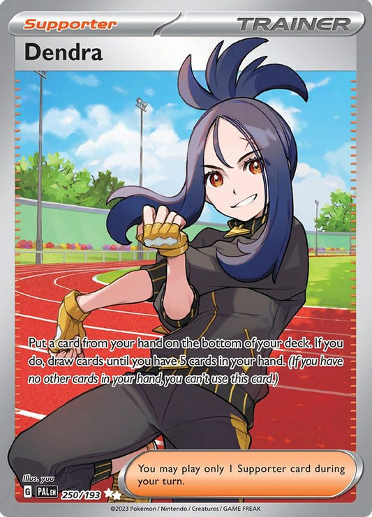 Buy Pokemon cards Australia - Dendra 250/193 - Premium Raw Card from Monster Mart - Pokémon Card Emporium - Shop now at Monster Mart - Pokémon Cards Australia. BF20, Paldea Evolved, Trainer