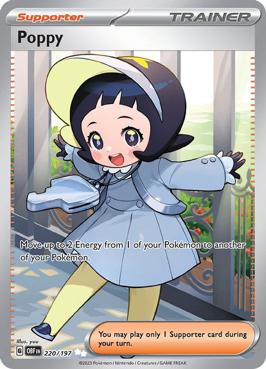 Buy Pokemon cards Australia - Poppy 220/197 - Premium Raw Card from Monster Mart - Pokémon Card Emporium - Shop now at Monster Mart - Pokémon Cards Australia. MMB20, Obsidian Flames, Trainer