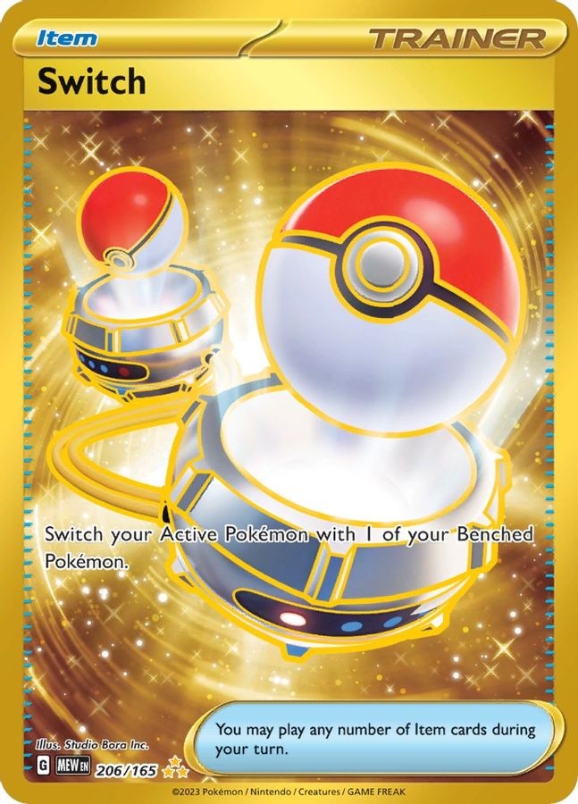 Buy Pokemon cards Australia - Switch 206/165 - Premium Raw Card from Monster Mart - Pokémon Card Emporium - Shop now at Monster Mart - Pokémon Cards Australia. 151, Gold, Hyper Rare, Secret Rare, Trainer